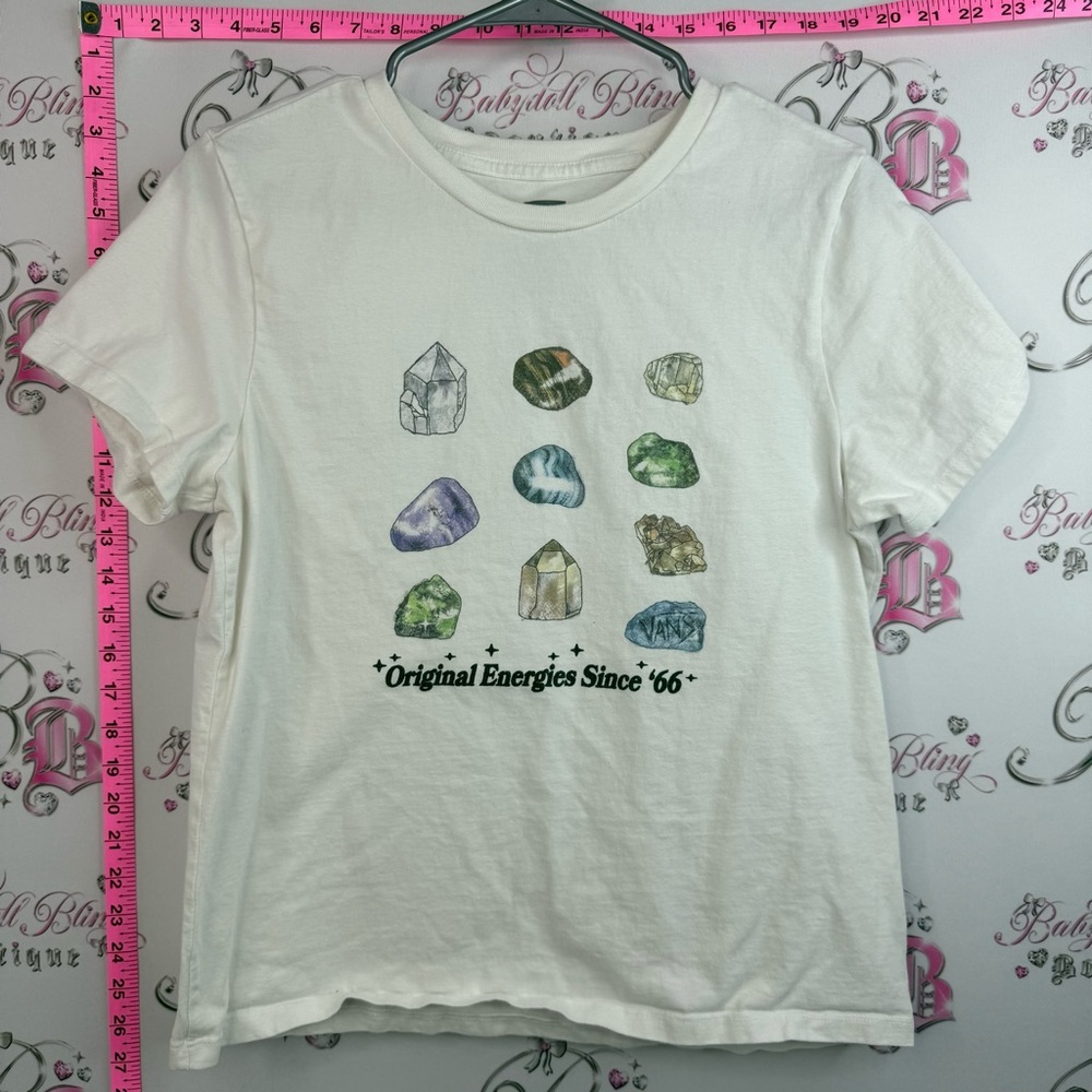 Vans T-shirt tee rocks White Short Sleeve Tee with Multicolor Crystal Graphics